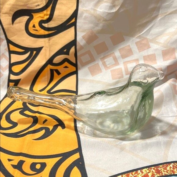 Handblown Glass Bird Figurine - Clear - Picture 1 of 8